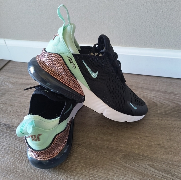 Women's Nike Air Max 270 Sneakers Customized With Swarovski Crystals Size 7.5 - Picture 5 of 8